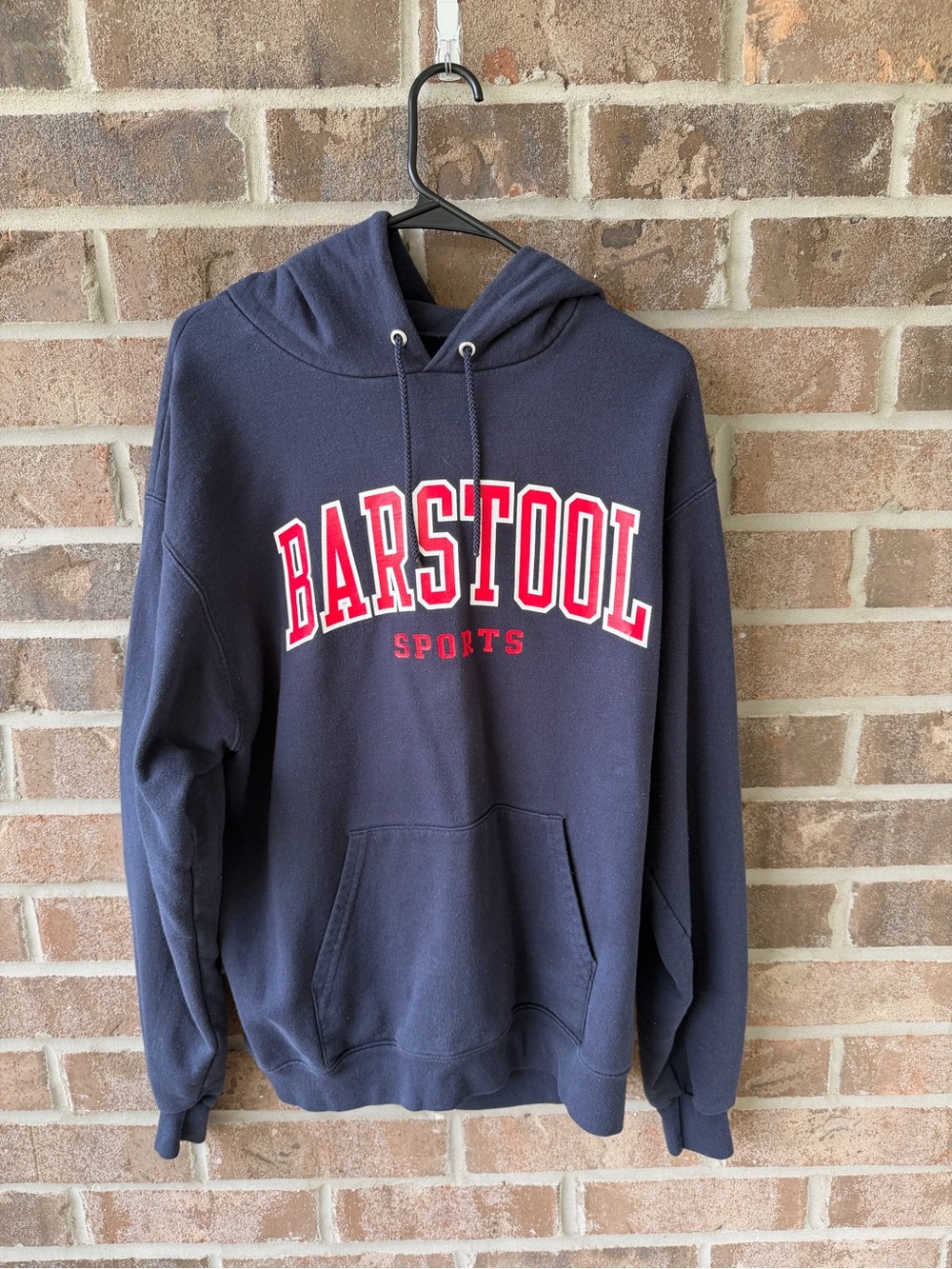 Barstool Sports Navy Pullover Hoodie with Red Logo